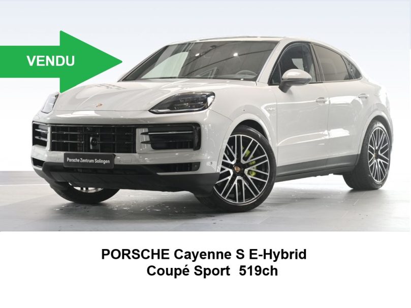 PORSCHE CAYENNE S E-Hybrid Coupe Sport
519 hp - 01/2024 - 19.500 kms
Prix : 130.800 €
